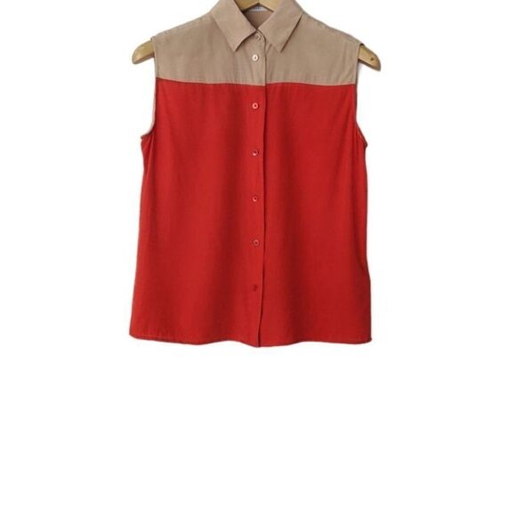 Equipment Diem Silk Sleeveless Colourblock Button Down Blouse - Picture 2 of 4